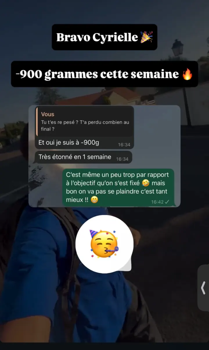 Story : bravo Cyrielle, moins 900 grammes cette semaine